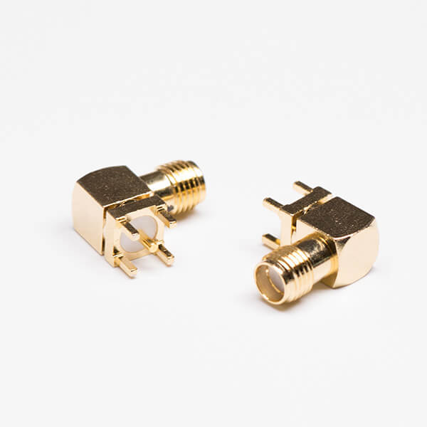 射頻SMA接頭鍍金90度母頭接PCB板穿孔式 射頻SMA接頭鍍金90度母頭接PCB板穿孔式